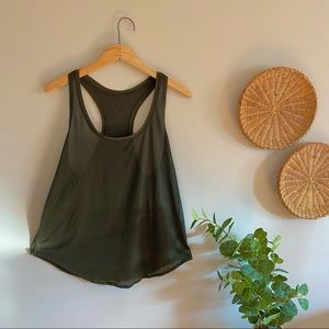 Lululemon Olive Green Cool Racerback Ribbed Tank Top (Loose Fit)